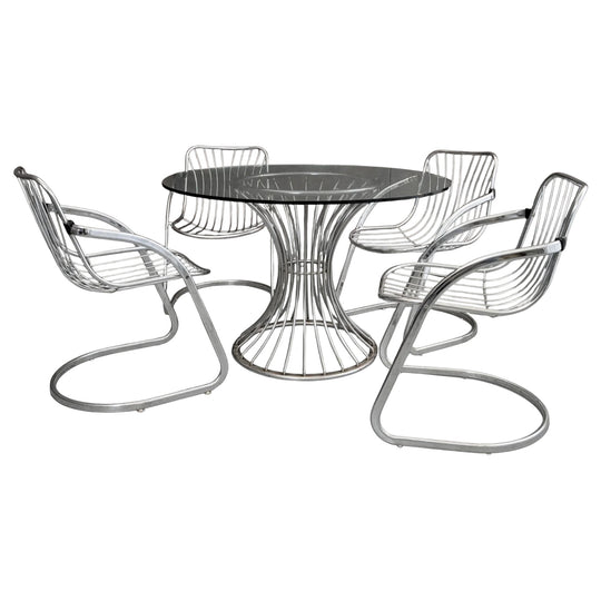Italian 1970s Dining Table by Gastone Rinaldi for RIMA with Four Chairs