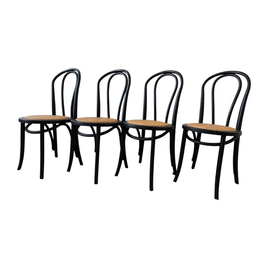 Set of 4 black bentwood chairs