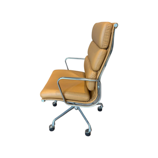 Eames Soft Pad High Back Office chair in Tan leather