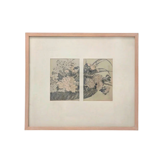 Original Katsushika Hokusai Woodblock: "The Flower Basket" (19th Century) – Conservation Framed