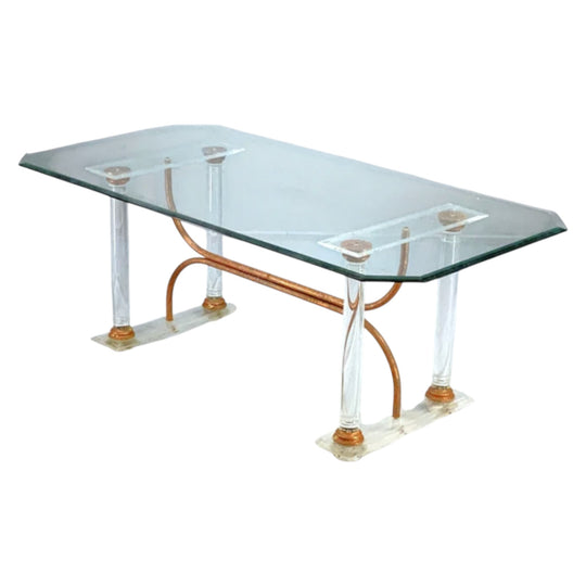 Lucite and Glass Dining Table attributed to Charles Hollis Jones