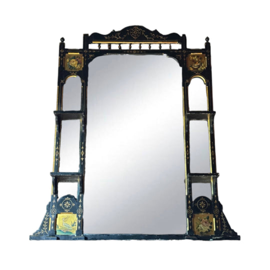 Antique Aesthetic Movement Ebonised Overmantel Mirror