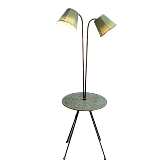 Mid Century Twin Head Floor Lamp With Table 1950-60s*