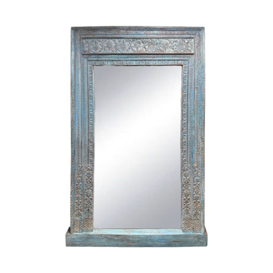 Vintage Framed Indian Mirror - Blue