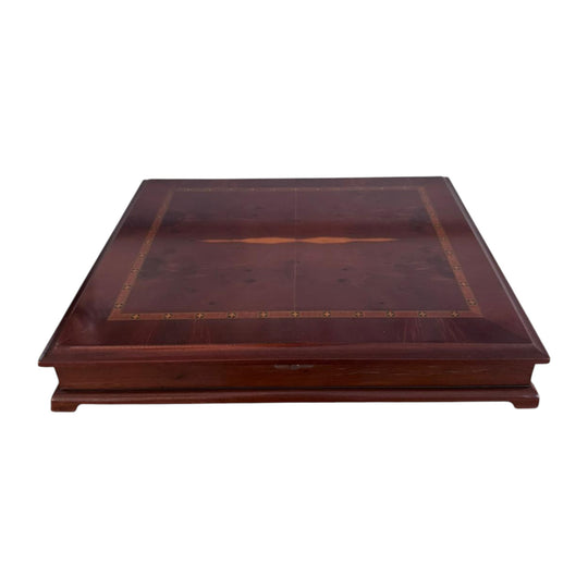 Coin Box Antique Timber Inlay Storage Display Case Vintage Collectors Piece