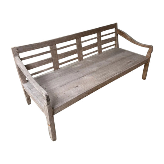 Rustic Teak Garden Bench Solid Wood Outdoor Seating 180.5cm