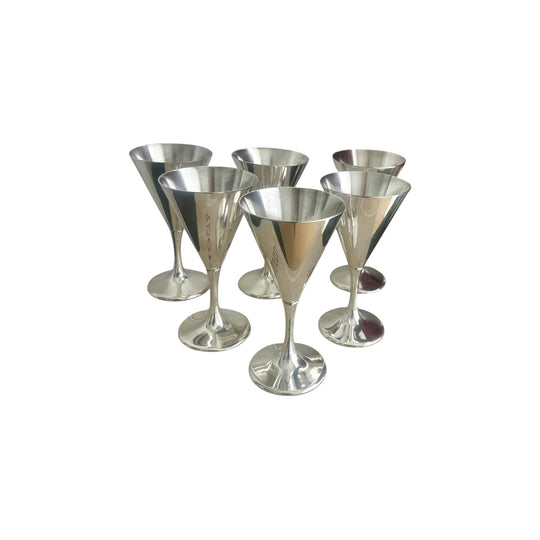 Set of 6 Vintage Silver Plated Wine Goblets / Glasses