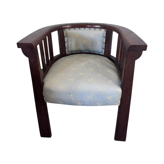 Pair of Armchairs Vintage 1950s Timber Frame Upholstered Accent Chairs