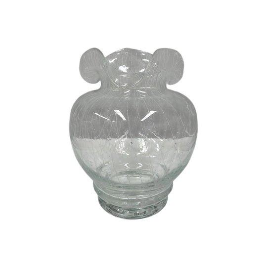 1960s Italian Hand-Blown Art Glass Vase with Ruffled Rim, Filigrana Trails and Bullicante
