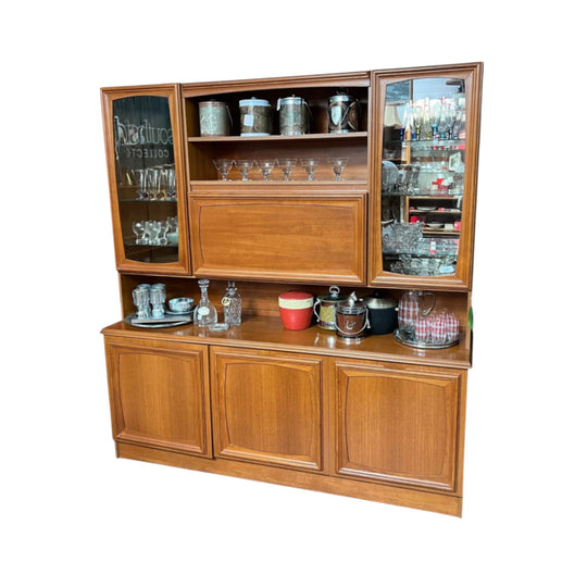 Burgess Teak Pull Down Bar Display Cabinet