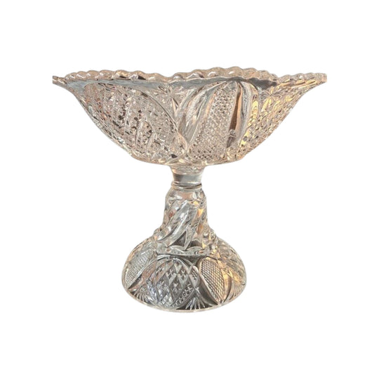 Antique 1896 Tarentum "Harvard Yard" Ruffled Compote Hollow Twist Stem EAPG