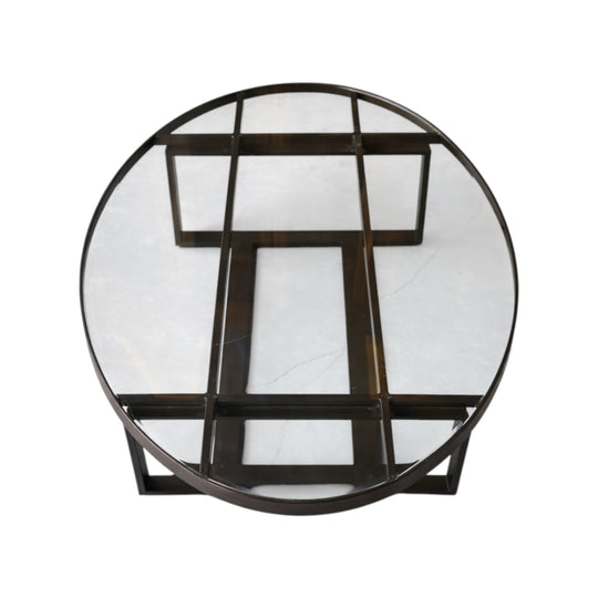 Bronze metal + glass coffee table