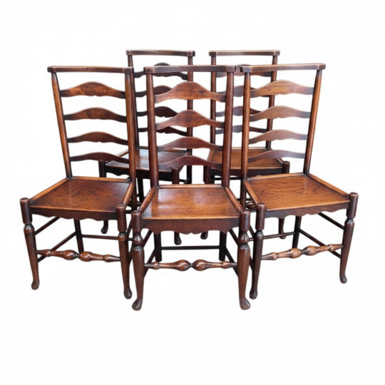 A matching set of Six 18th century Elm & Ash country chairs