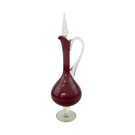 Empoli Amethyst Glass Ewer Jug with Twisted Stopper