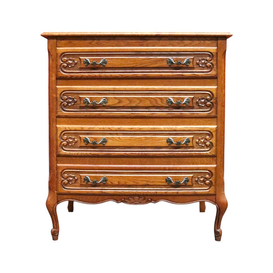Vintage French lingerie chest with four drawers and cast handles. B12785