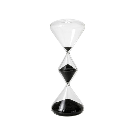 Vintage Black Sand Glass Hourglass Sculpture