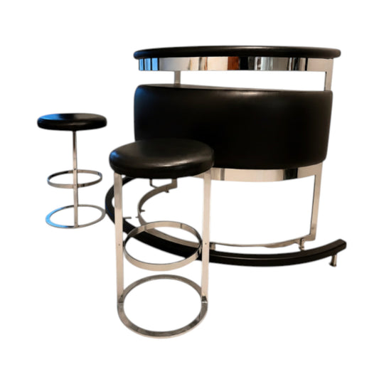 Wallace Furniture chrome and vinyl bar, 1970s