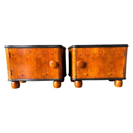 2 Beautiful Vintage Burl Bedsides