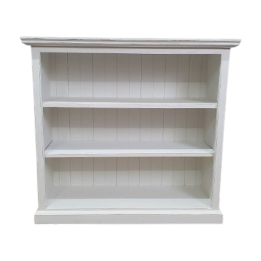 White Low Shelves with Distressed Edges