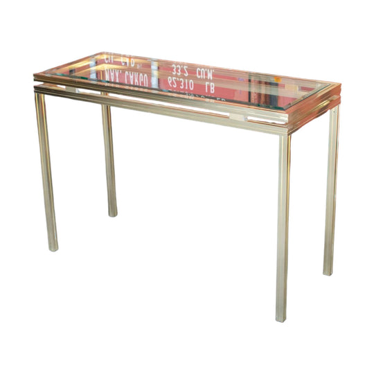 Pierre Vandel Paris Console — Gold-Toned Aluminium & Glass