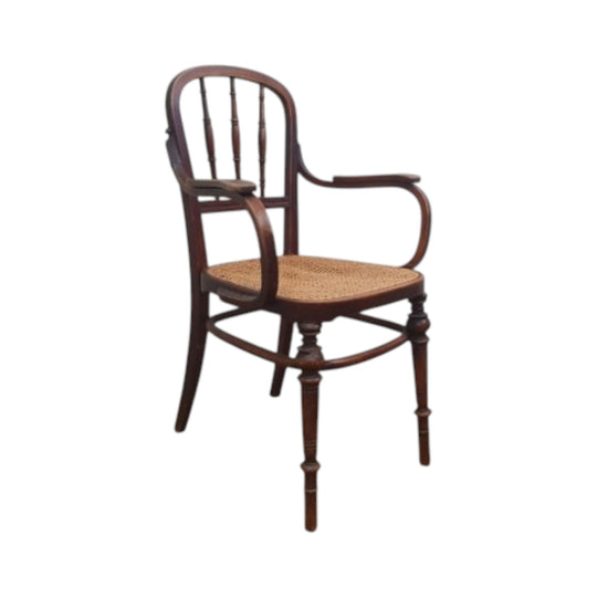 Antique Bentwood Armchair with Rattan Seat