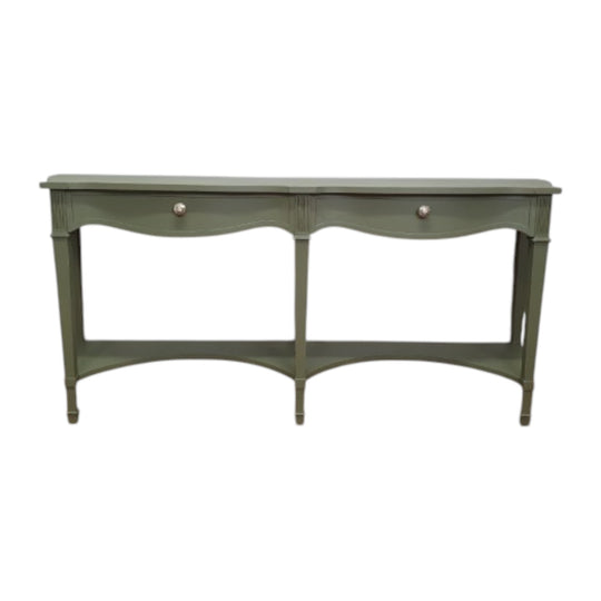 Long Olive Green Hall Table Sideboard with Shelf Below