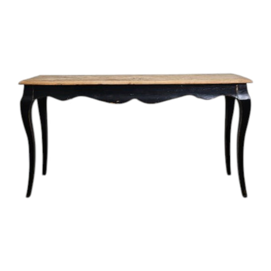 Reclaimed Elm French Provincial Hall Table with Black Base