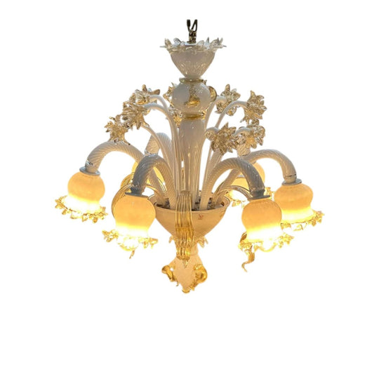 20th century Italian Murano glass 6 branch chandelier