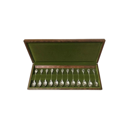 20th-Century Set of 12 Sterling Silver Flower Spoons, c.1974