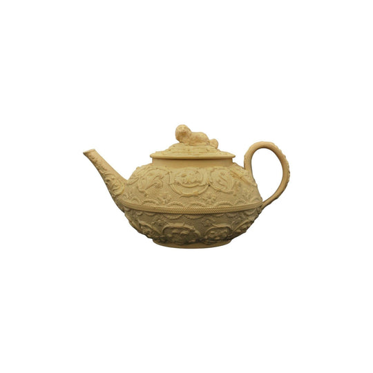 Teapot; arabesque & spaniel finial