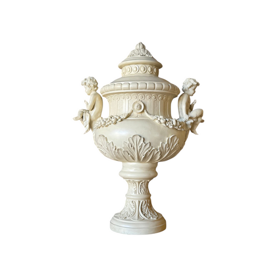 Large Classical Style Cream Cherub Urn