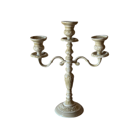 Vintage 3-Arm Taper Candelabra with Glazed Effect