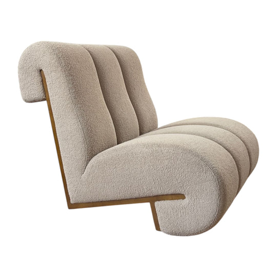 Occasional chair with solid timber back and soft upholstered fabric