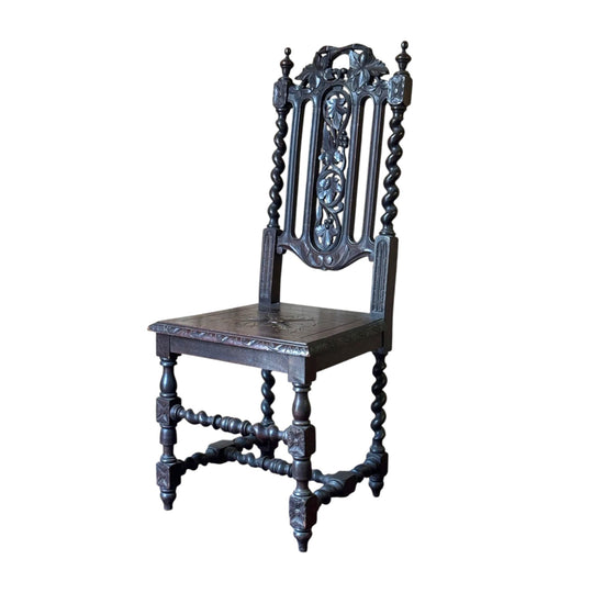 Antique Victorian Oak Barley Twist Hall Chair