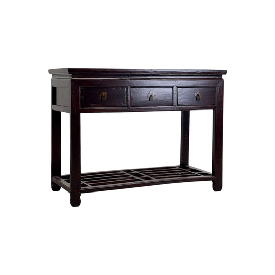 3 Drawer Elm Desk with Lattice Shelf