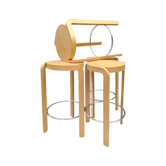 Swedese Mobler “Spin” Bar Stools | Scandinavian Modern in Natural Birch