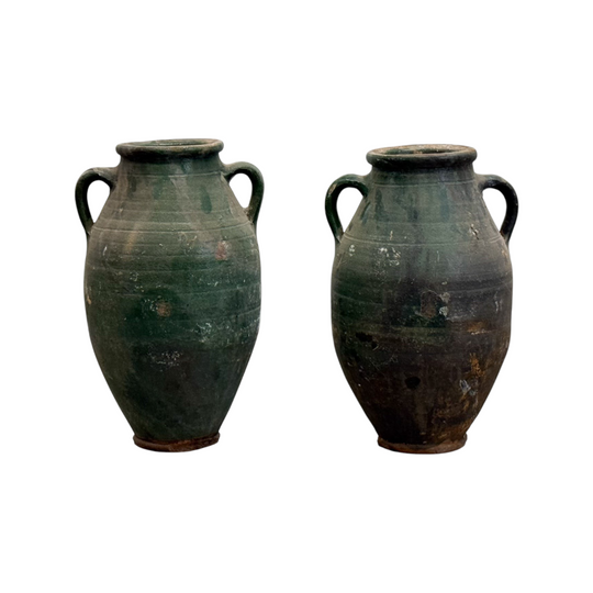 Vintage Turkish Green Glazed Olive Pot I