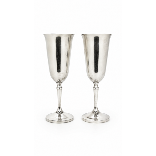 Vintage Silverplate Goblets Pair Japan
