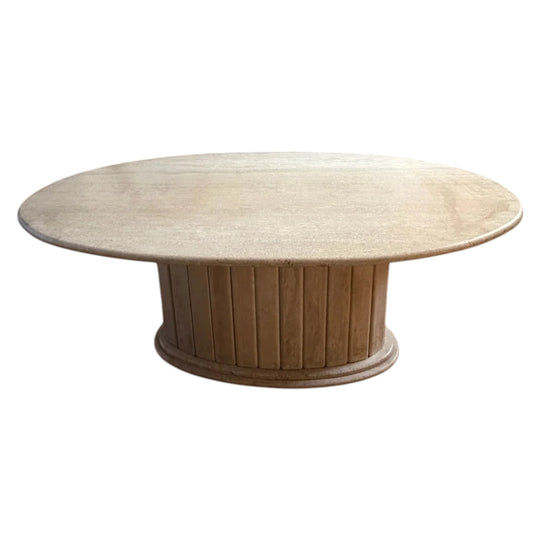Vintage Italian oval travertine dining table