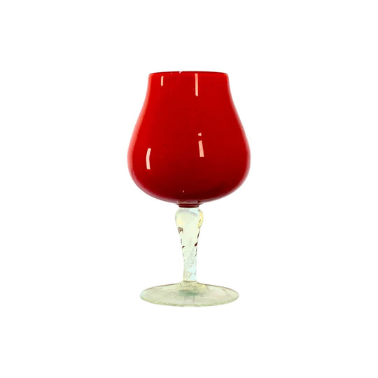 40% OFF - Small Red Glass Brandy Balloon with Clear Stem