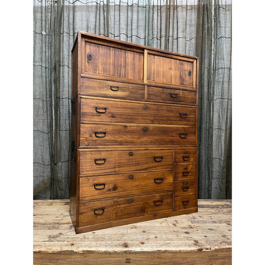 Japanese Three-Piece Kimono Chest of Drawers - Paulownia | Showa