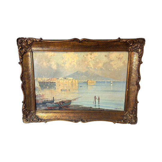 Italian Seascape Oil Painting, Attributed to A. Nonetti – 75 cm W x 53 cm H
