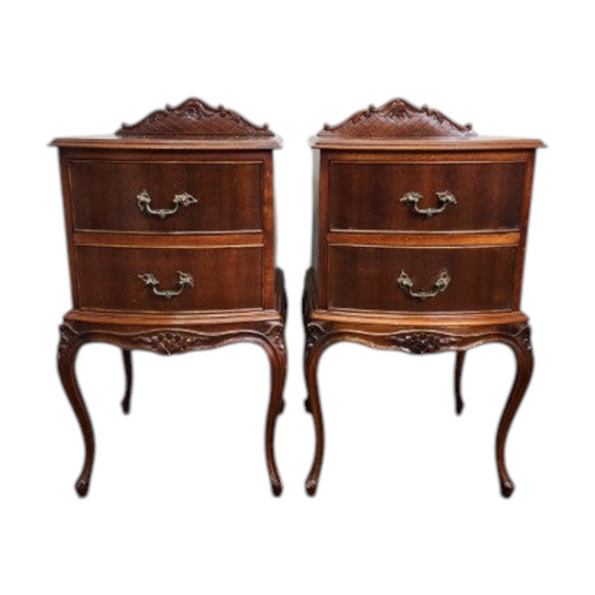 Pair of French Provincial Bedsides with Queen Anne Legs