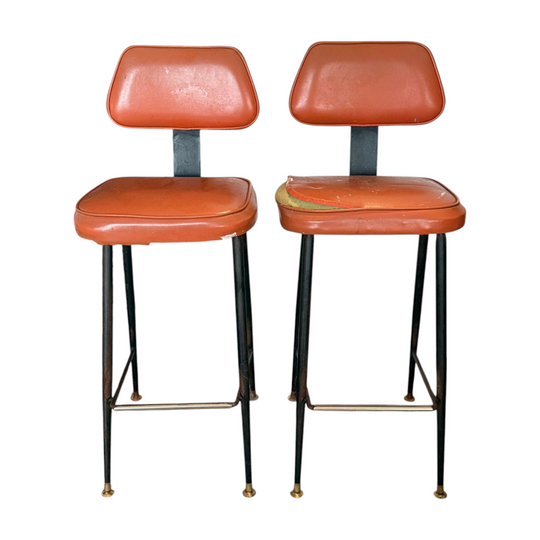 2 x Retro Vinyl Bar Stools