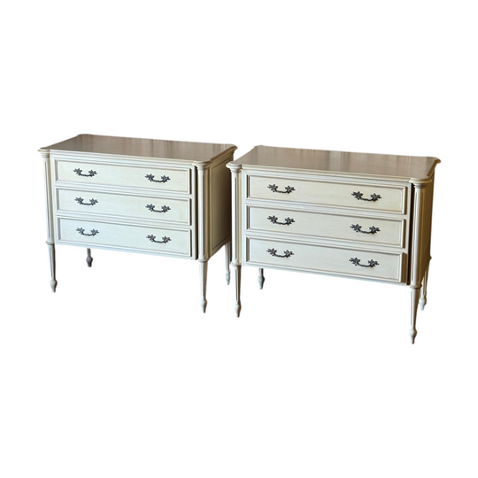 Pair of Vintage Louis XVI Revival Painted Oversized Bedside Chests