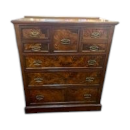 Australian walnut chest of 7 drawers fitted with original brass handles