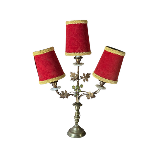 Vintage French Tôle Three Arm Table Lamp With Shades