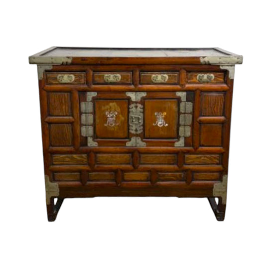 Vintage Korean Cabinet with M.O.P. Inlay on Doors