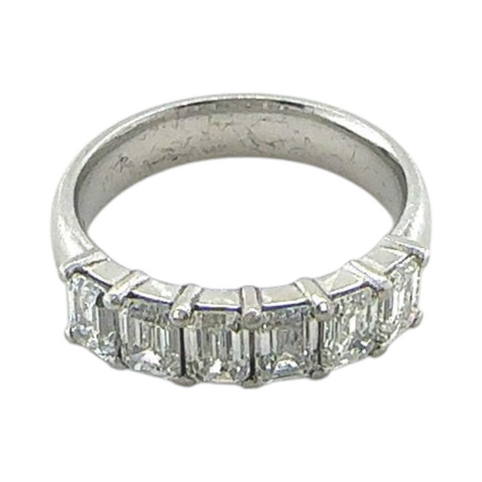 Platinum emerald cut diamond wedding eternity ring