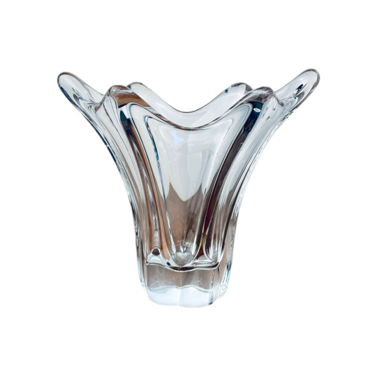 DAUM Crystal Vase – Signed - Sculptural French Art Glass